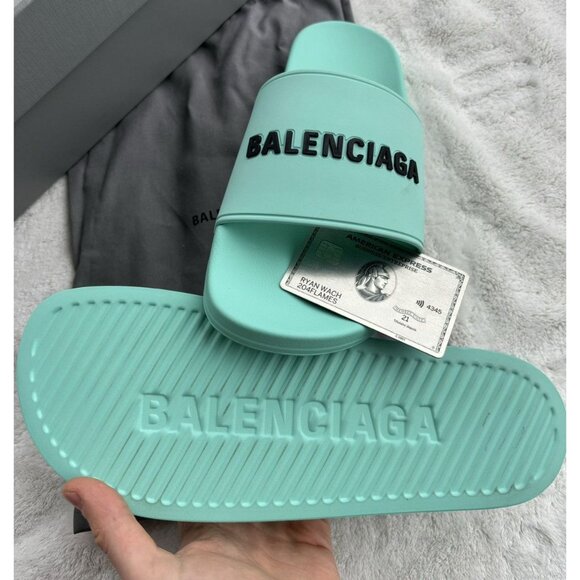 Balenciaga Tiffany Spellout Logo Slides - Picture 2 of 2